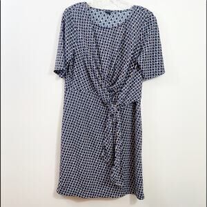 Ann Taylor Floral Aide Tie Waist Black/Gray/Pink Shift Dress